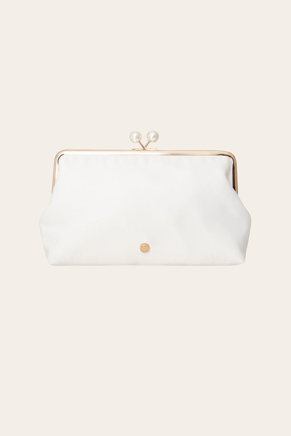 Bridal satin clutch bag Ivory 1