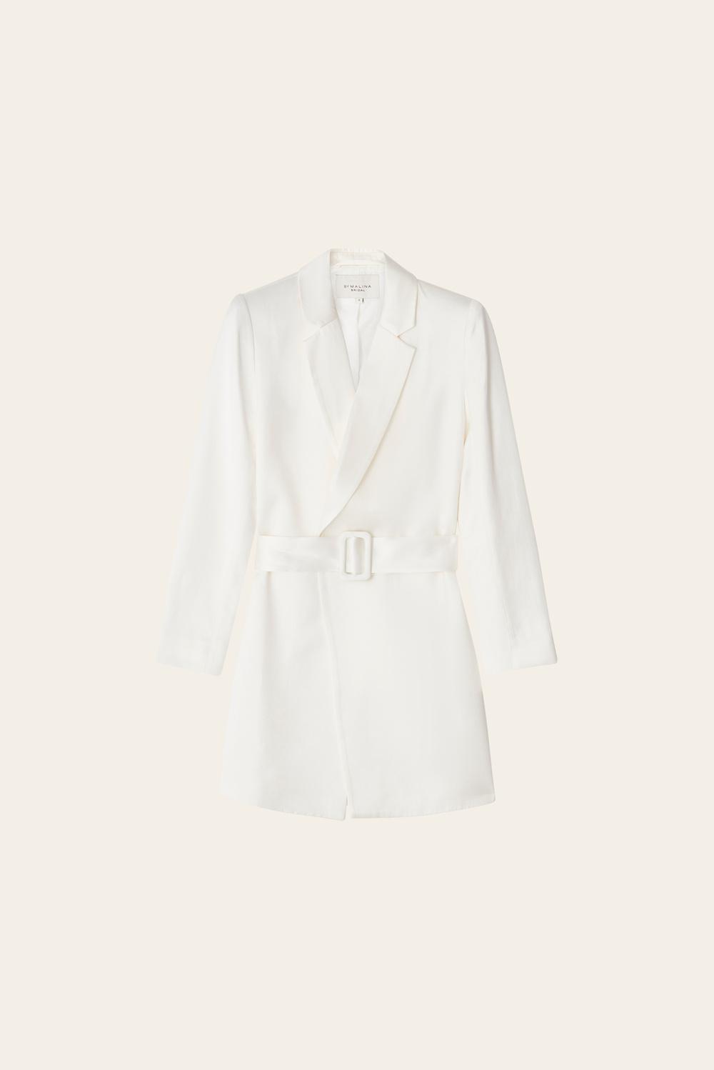 Mika belted satin blazer Cream 1