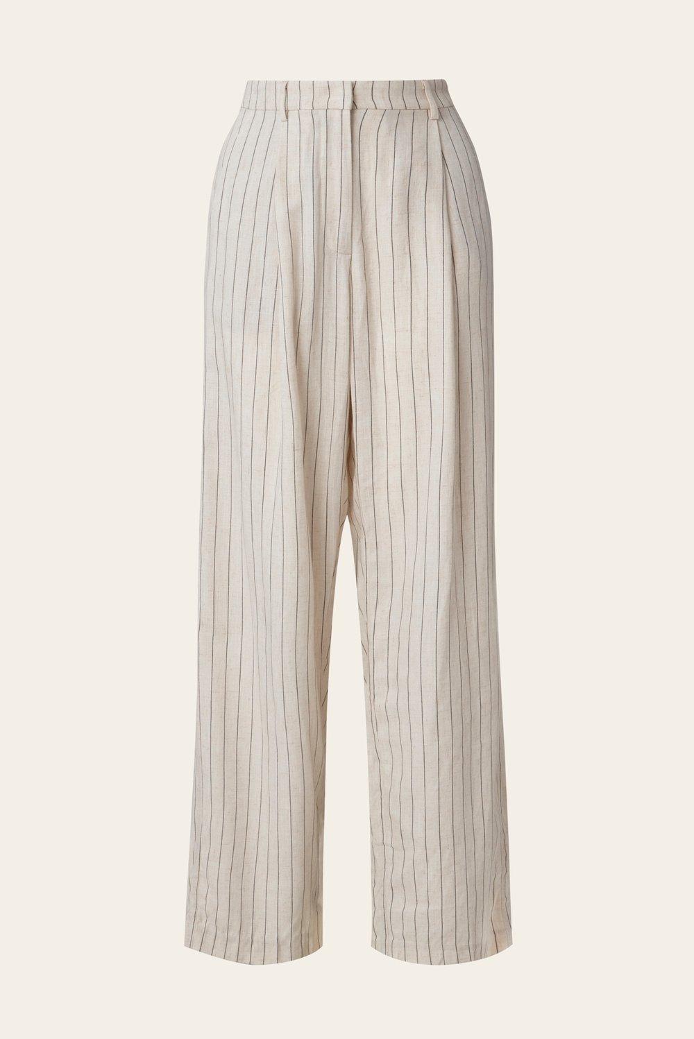 Carlotta pants Natural Linen Pinstripe 1