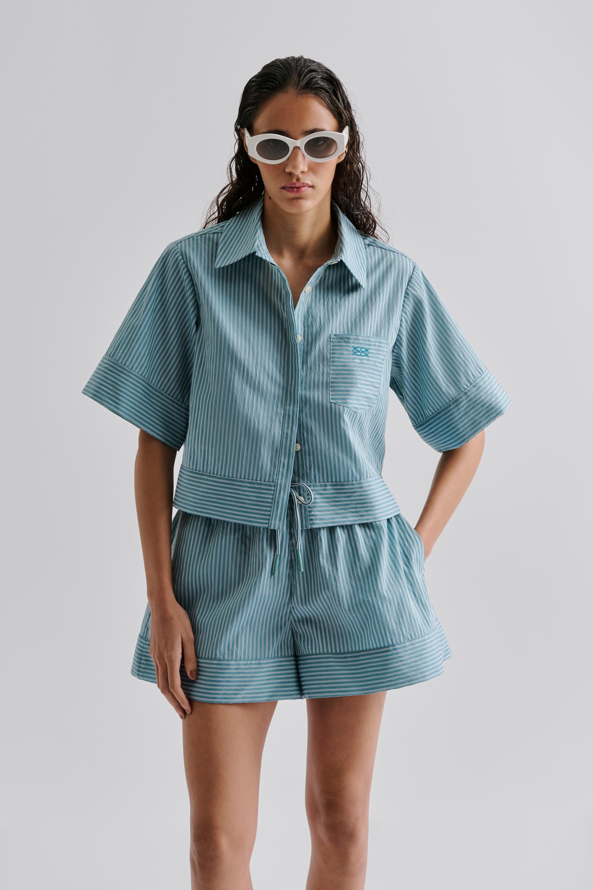 Selene shirt Aqua Stripe 2