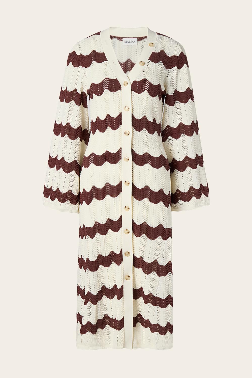 Isobel Midi Dress Brown Stripe 1