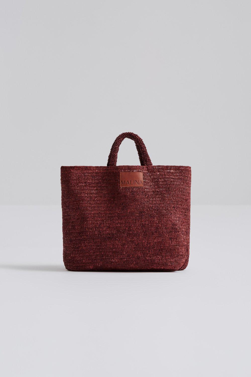 Elsya raffia tote bag Terracotta 1