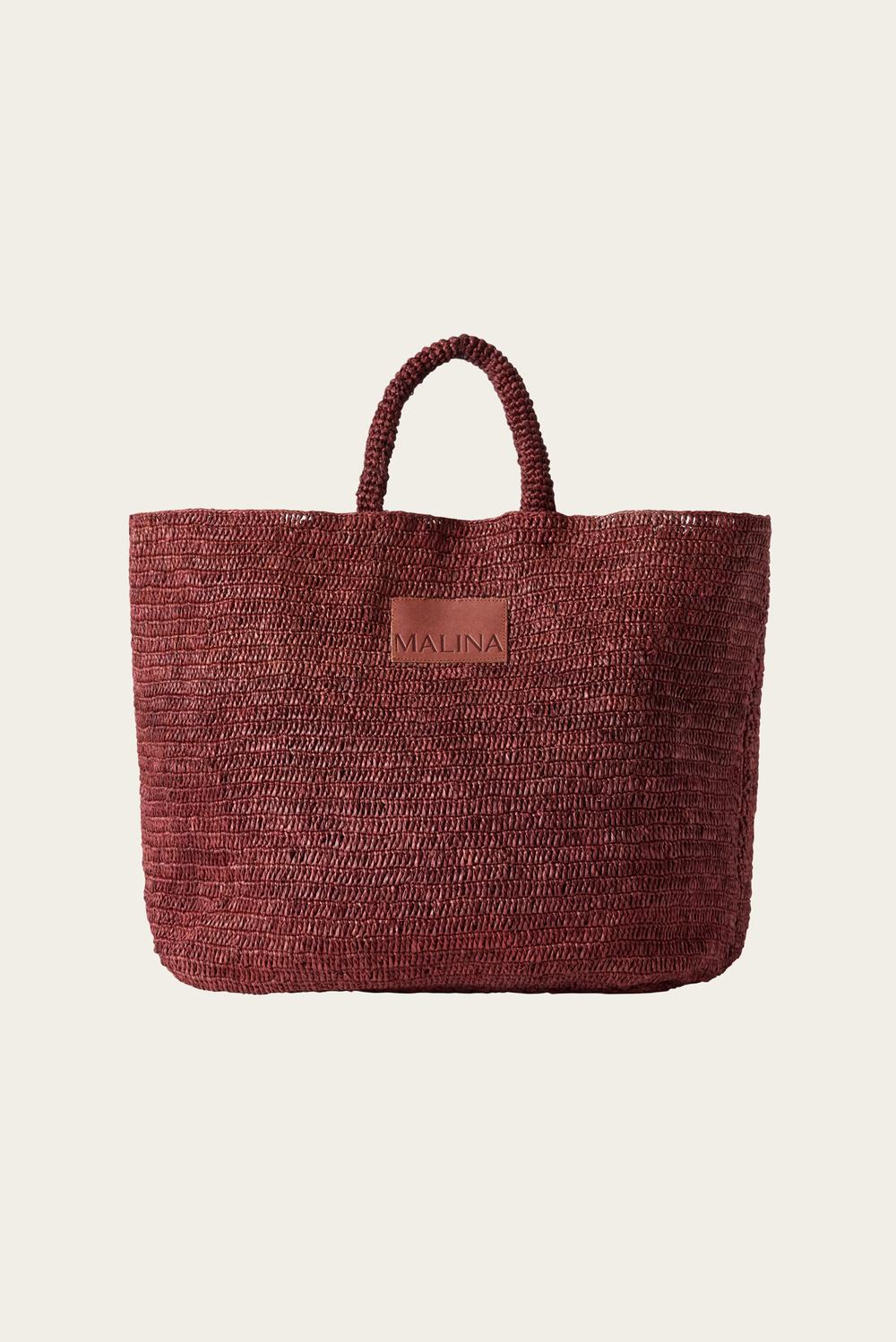 Elsya raffia tote bag Terracotta 1