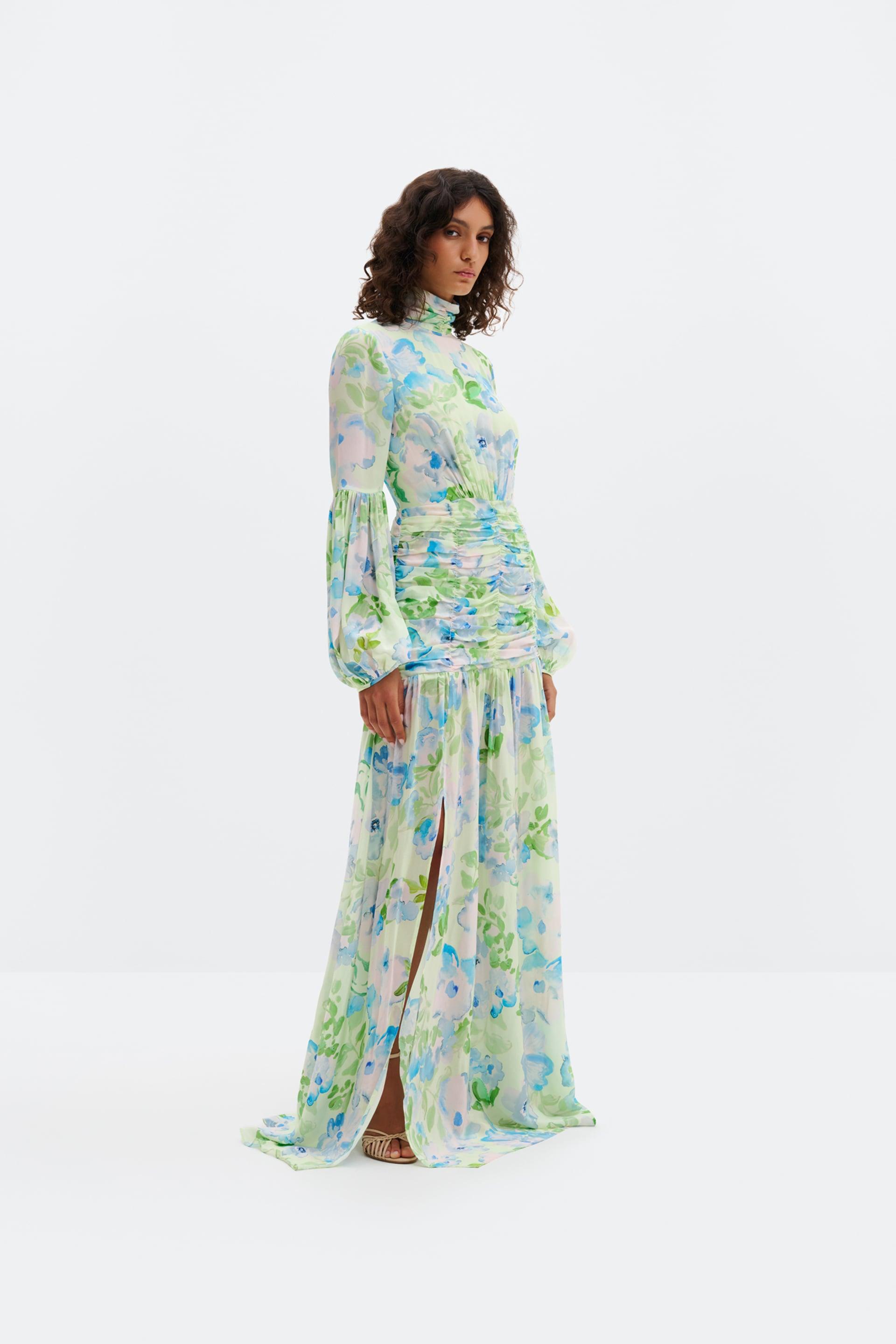 Thalia maxi dress Pastel Floral Pistachio (1)
