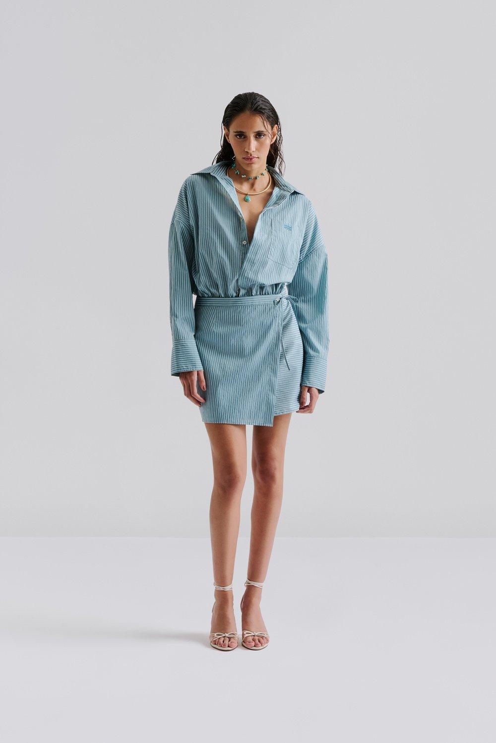 Portea mini dress Aqua Stripe 2