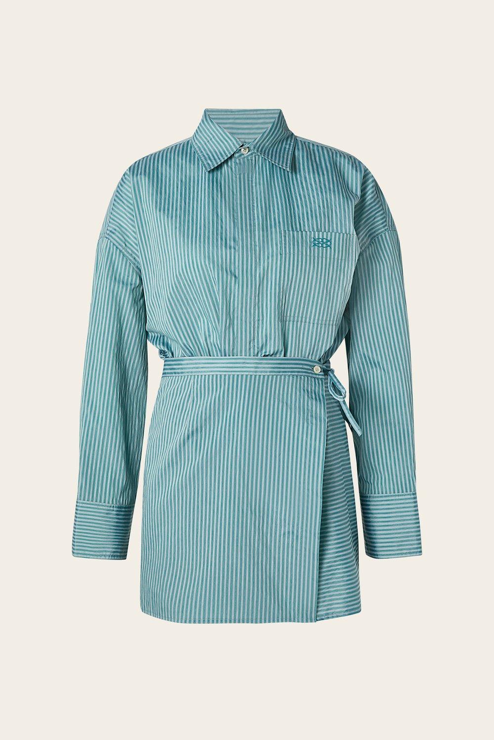 Portea Shirt Dress Aqua Stripe 1