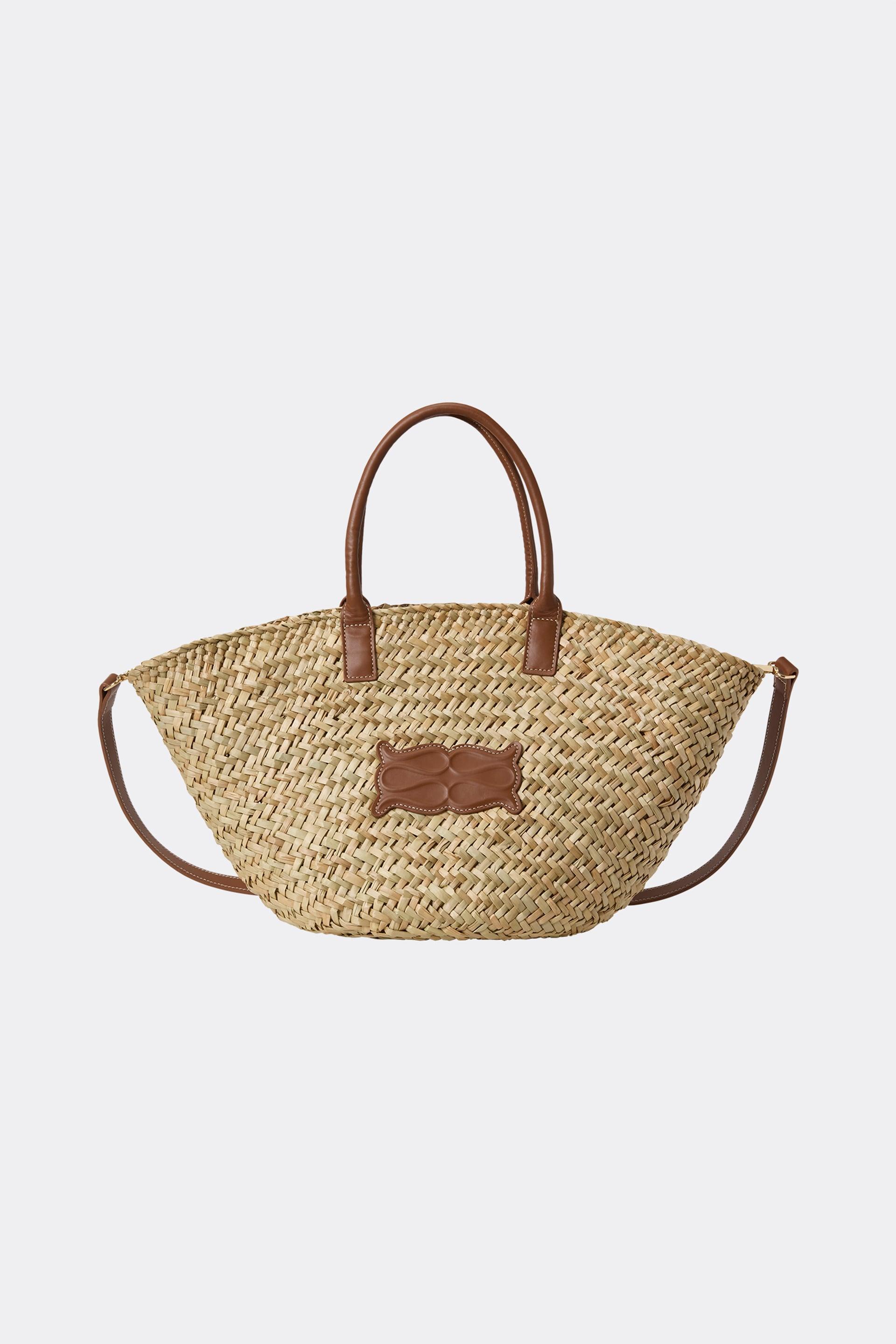 Large monogram straw bag Cognac (1)