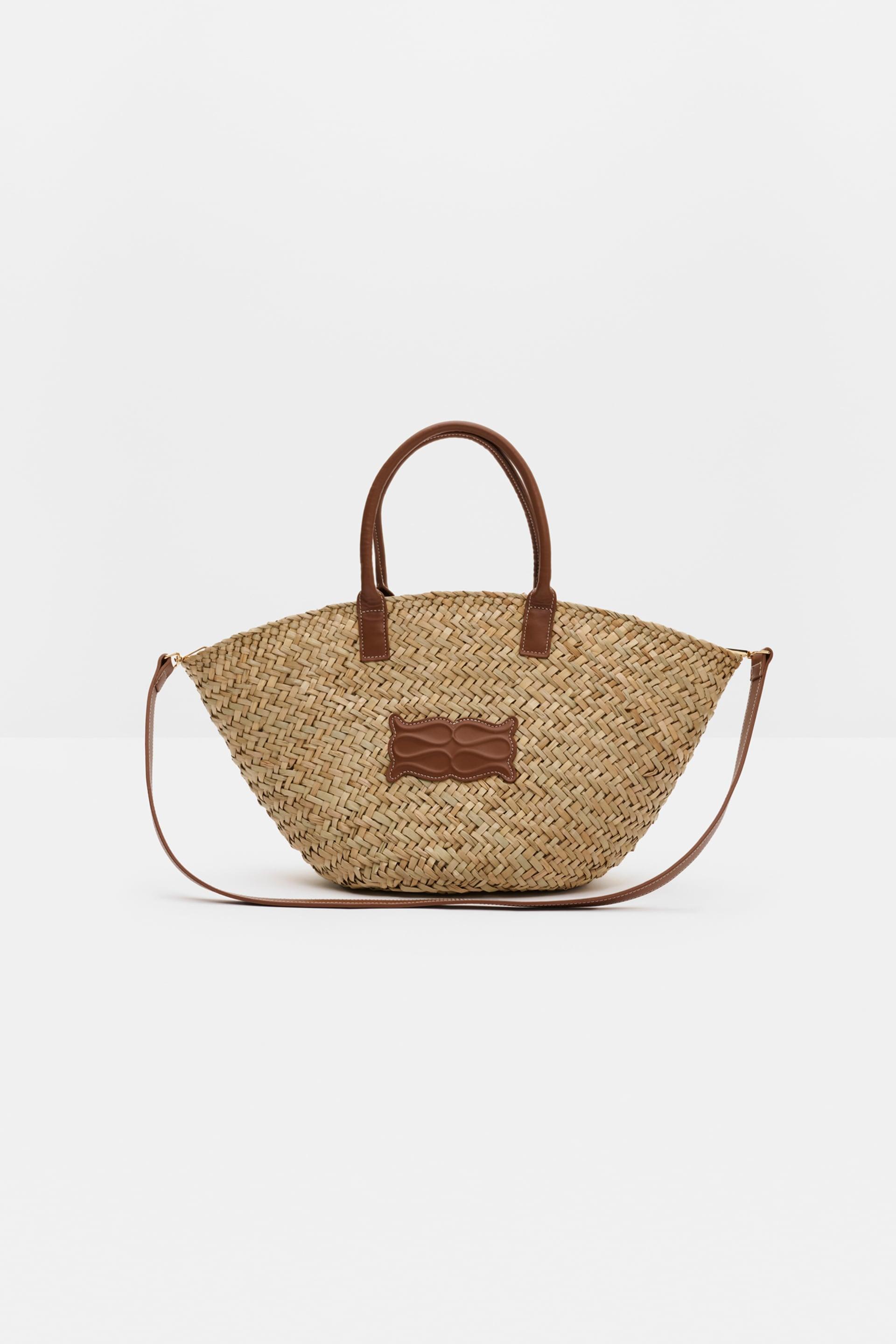 Large monogram straw bag Cognac (1)