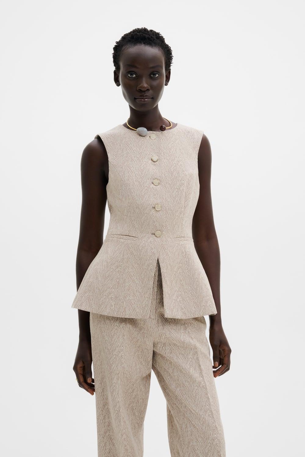 Cim vest Fishbone Taupe 2