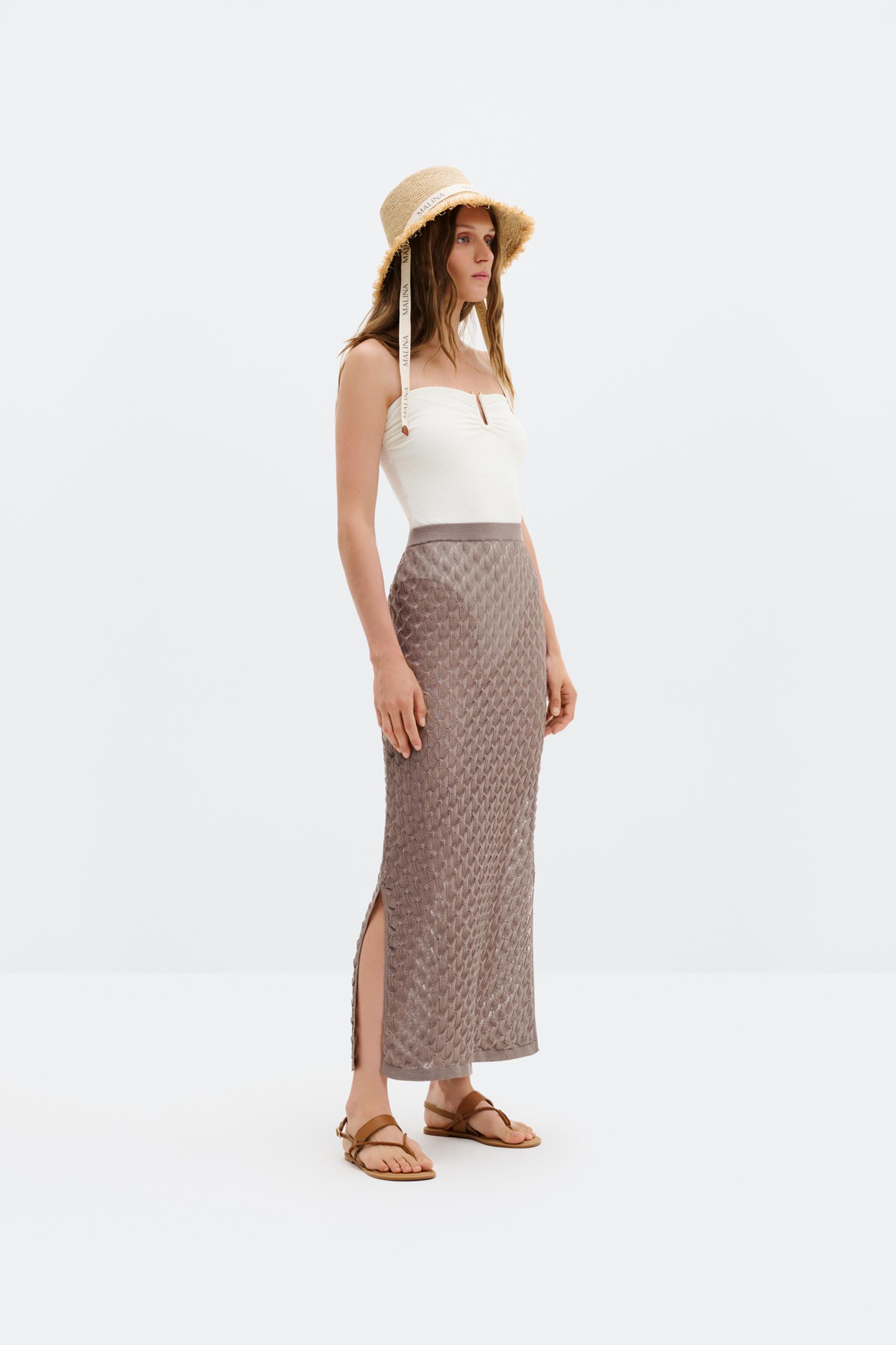 Fannie maxi skirt Taupe (1)