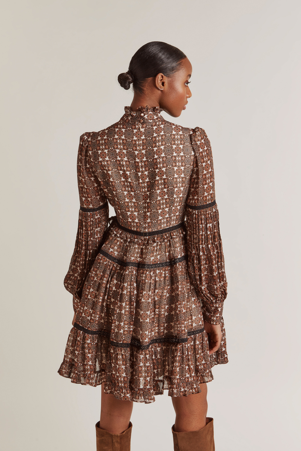 Francesca long sleeve printed mini 