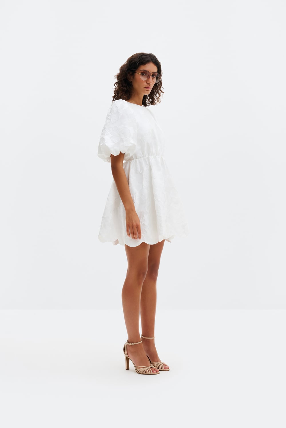 knee length dresses for ladies Elina Off Shoulder Ruffles Satin Mini Dress main image 1