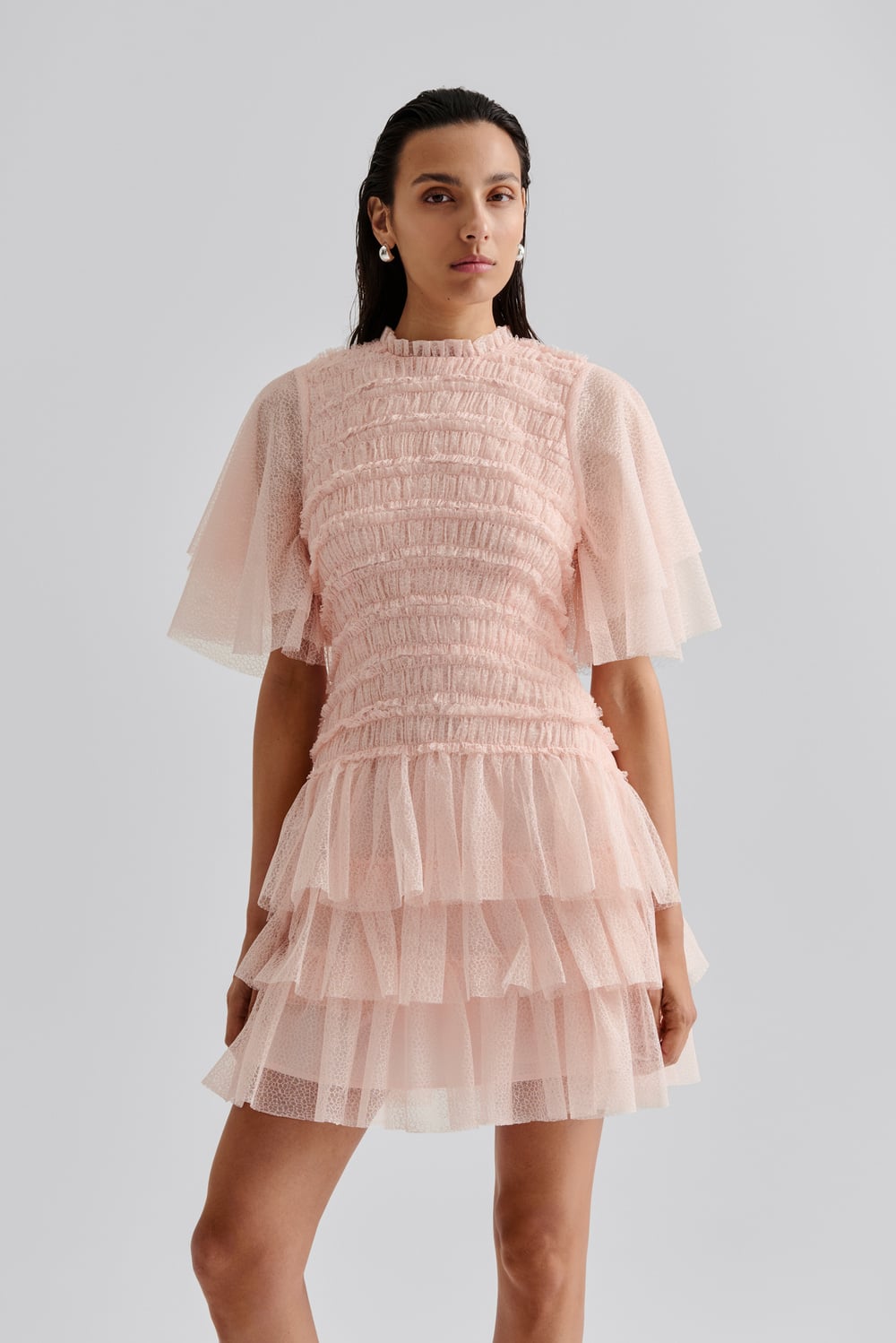 Leoni mini dress - Pastel Floral Pale Sky - MINI DRESSES | Malina |  Occasion designer clothing
