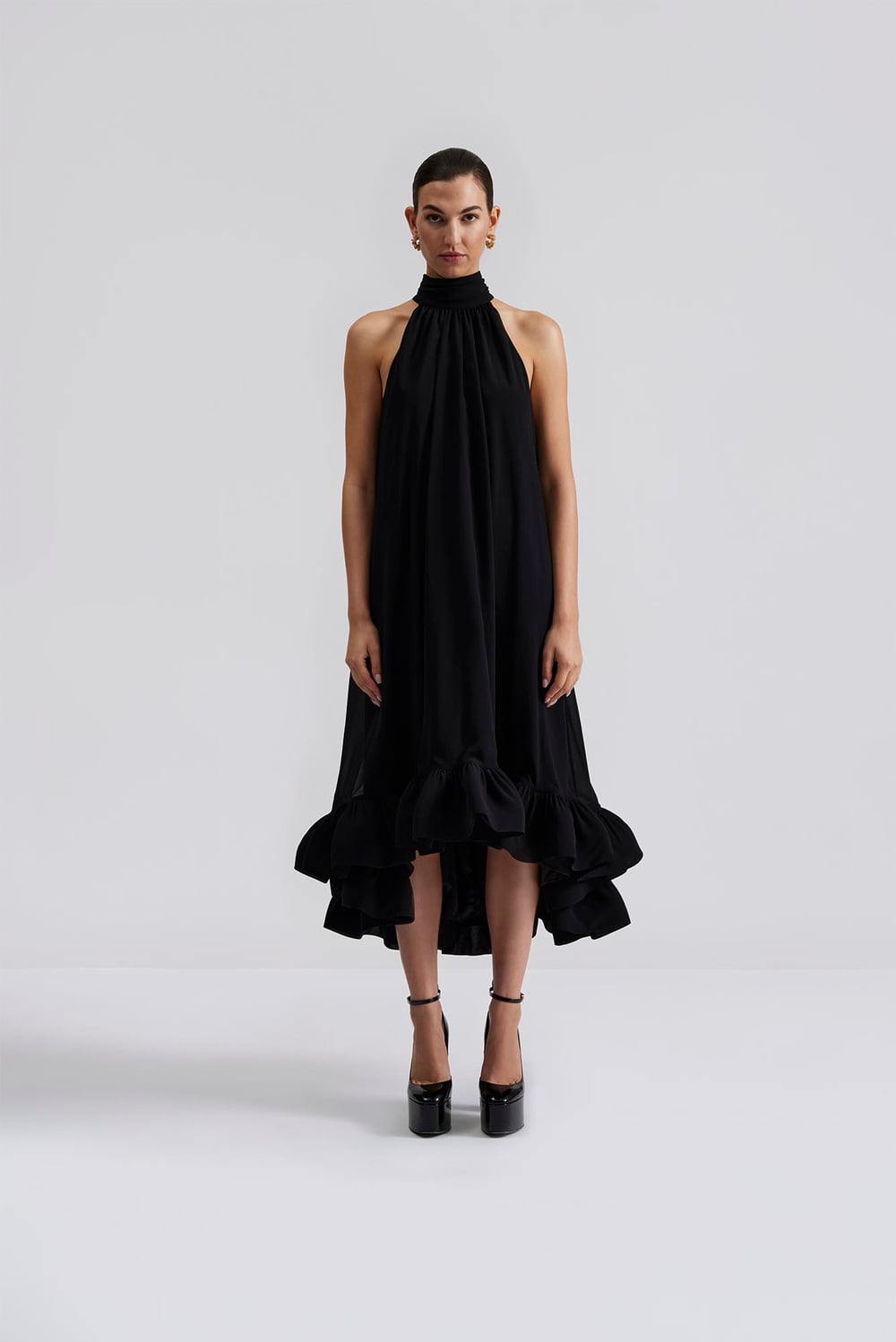 Moltan Mock Midi Dress Black Andrina