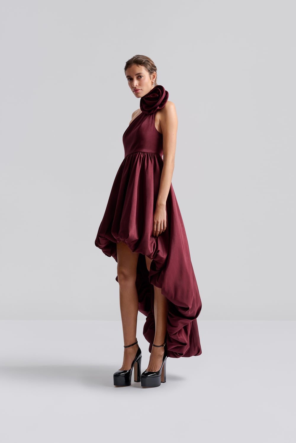 knee length dresses for ladies Women's Alivia Straight Folded Collar Wool Cotton Midi Dress Xs/S/M/L Black Mean Blvd M / Black main image 1