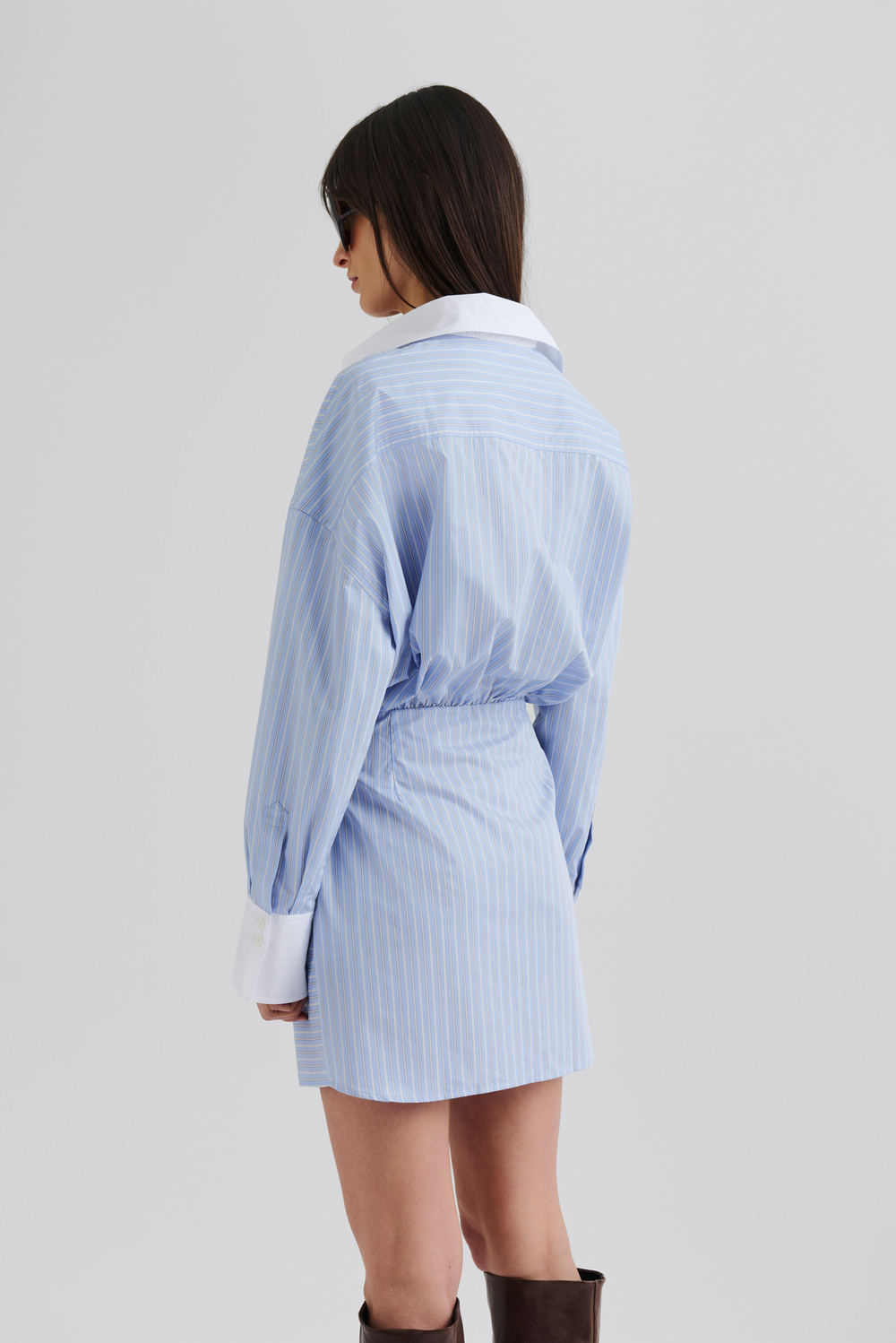 chinese dress ladies The Poet Dress in Sea Striped Linen Sea Striped Linen / 2024SP265 SSL / 1