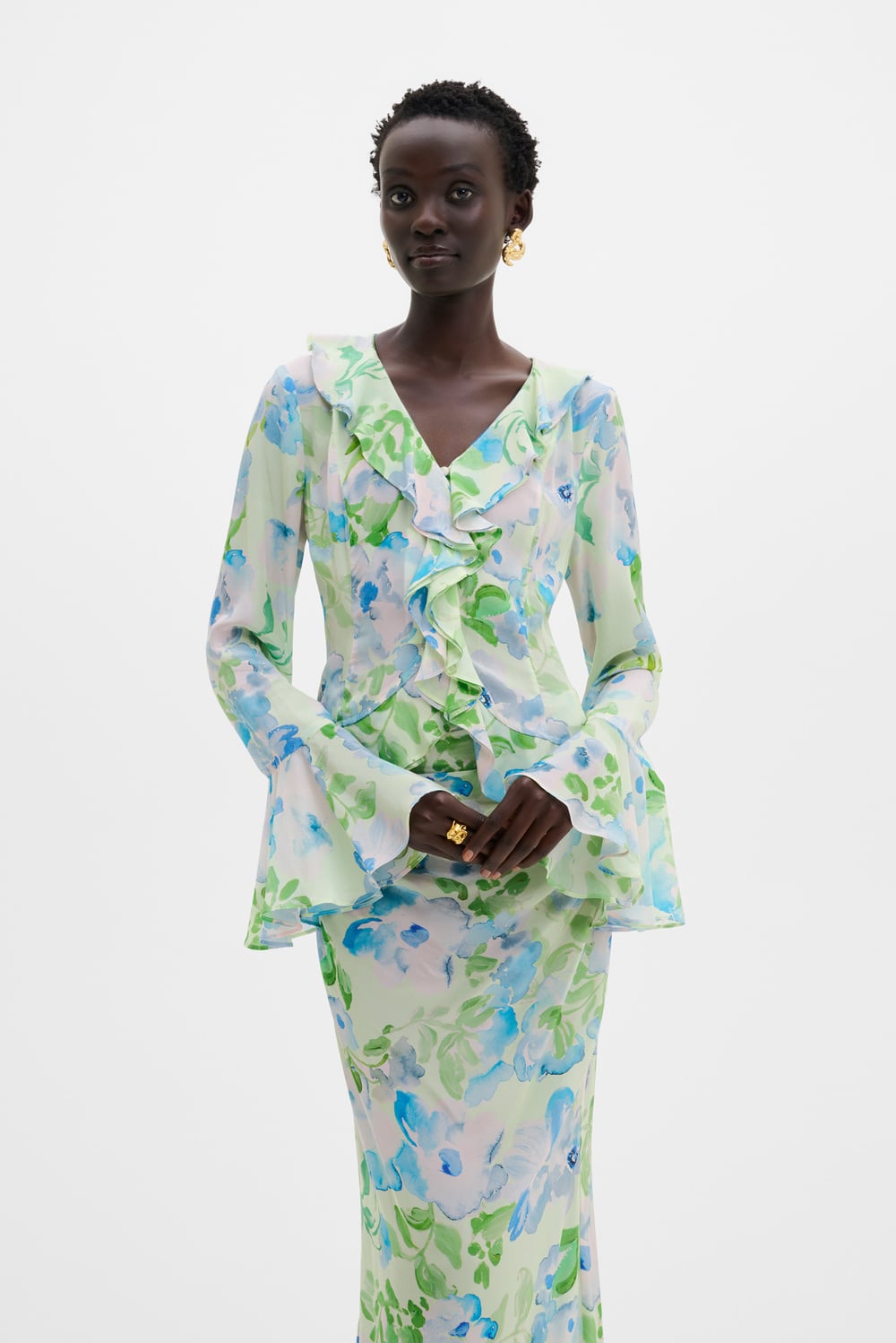Suzie blouse - Pastel Floral Pistachio - BLOUSES | Malina
