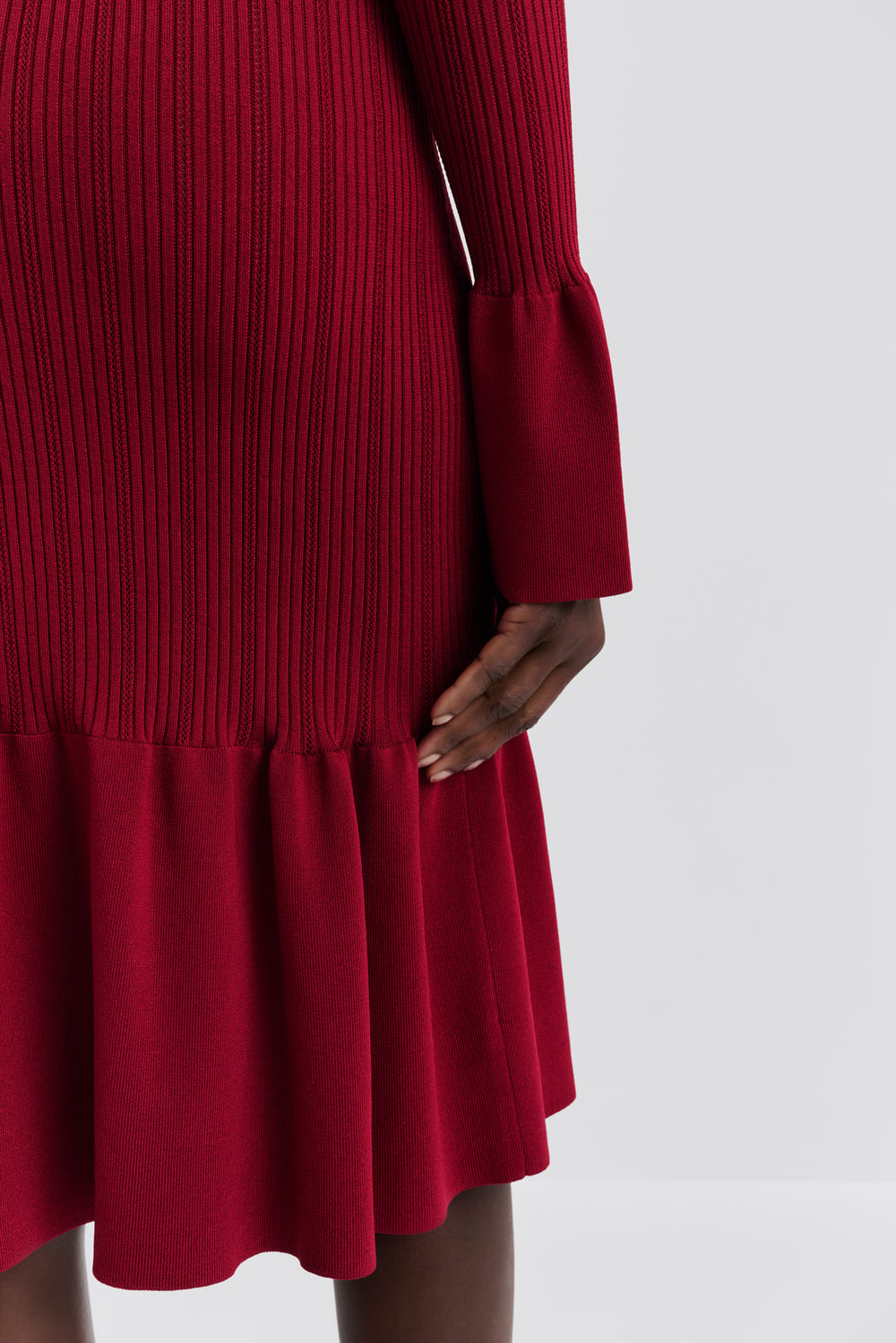 red knit dresses Alessia Ribbed Knit Midi Dress in Scarlet Red L