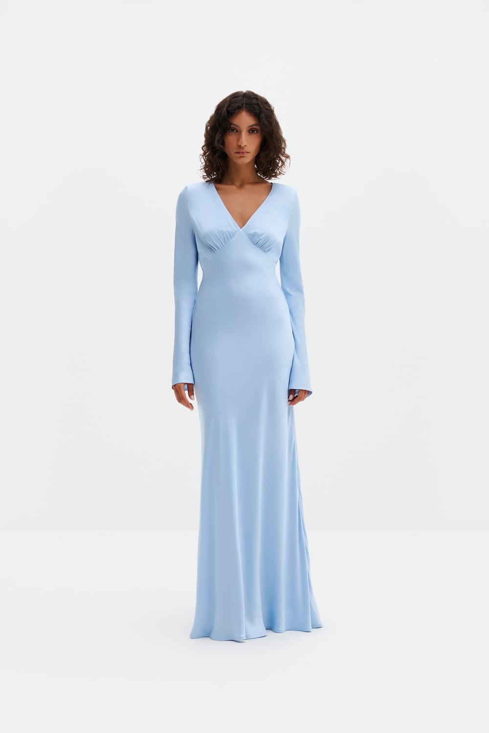 carolina blue maxi dress Elsa Ice Blue Maxi Dress with Neck Scarf XXL main image 0
