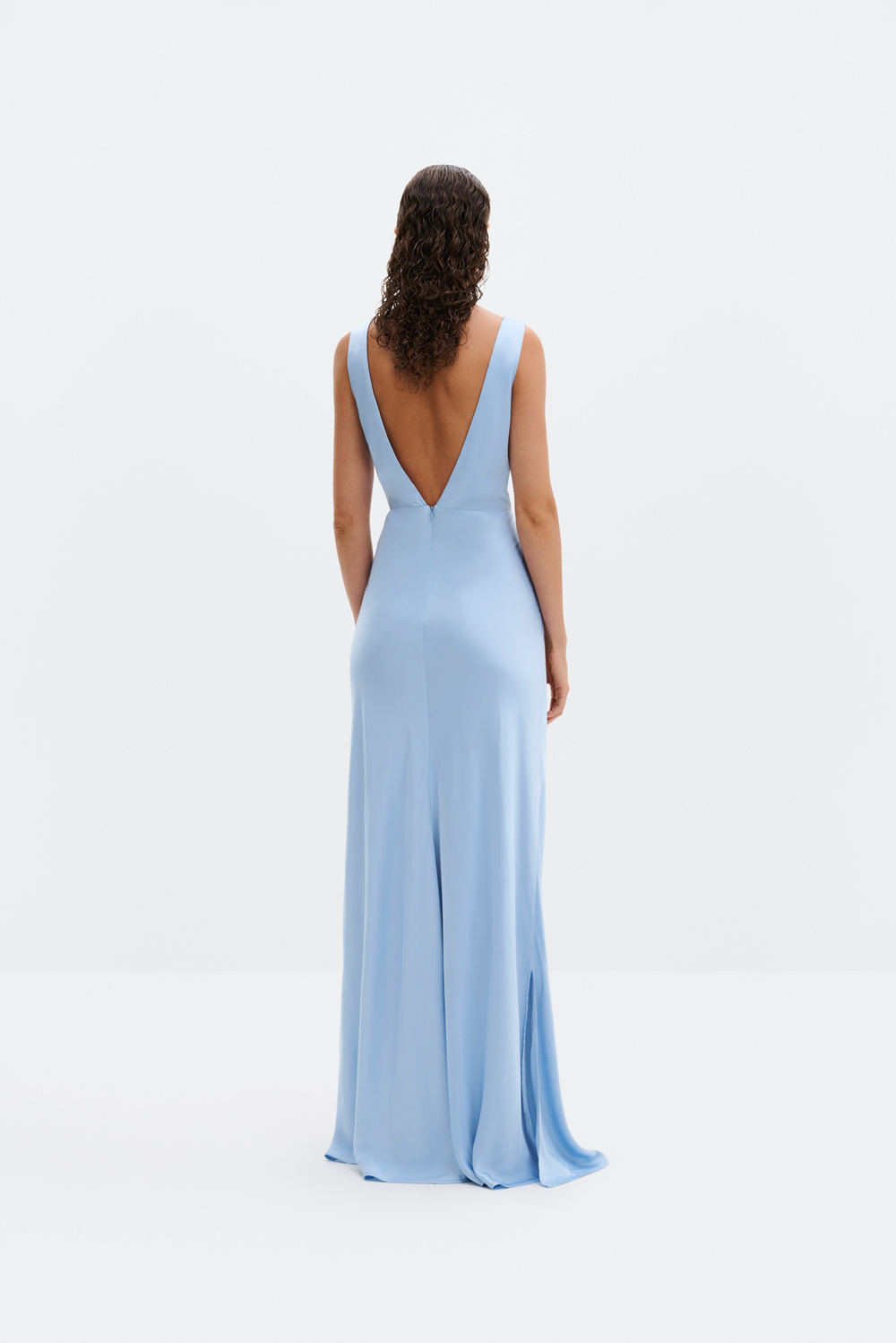 fitted lace wedding dress Jordan One-Shoulder Maxi Dress in Carolina Blue