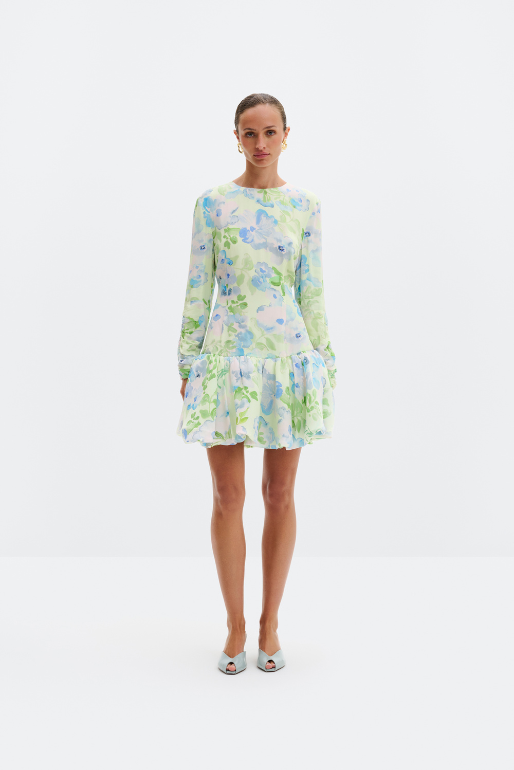 Wicki mini dress - Pastel Floral Pistachio - MINI DRESSES | Malina |  Occasion designer clothing