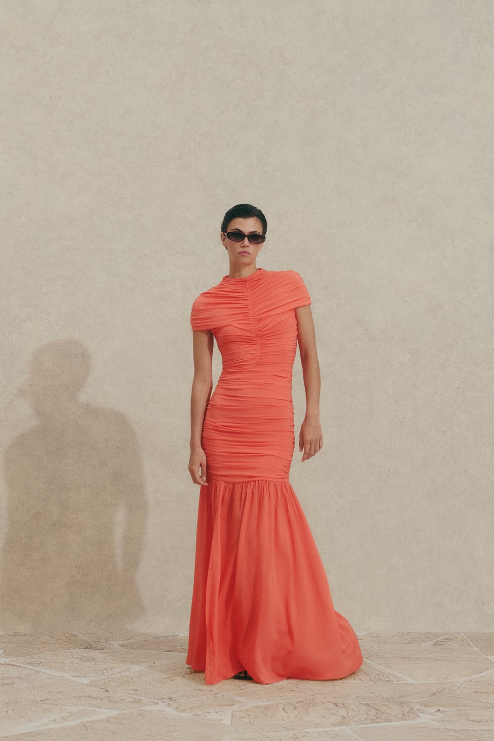deep v ruffle detail maxi dress in scorpion Bowman Deep V Maxi Dress